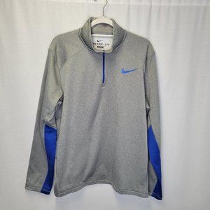 Nike Therma Fit Men's Large Pullover 1/2 Zip Gray Blue